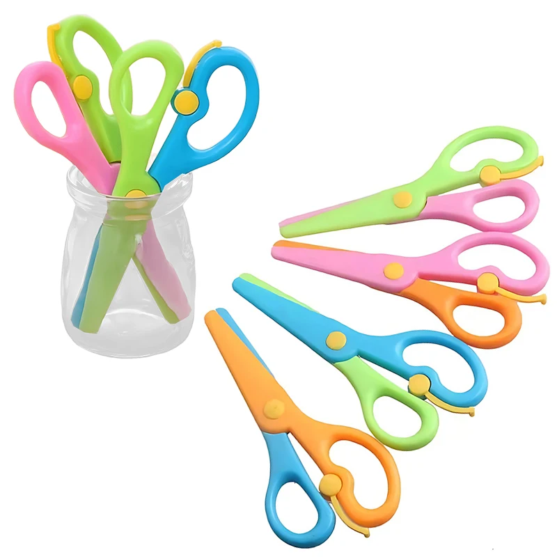 

1/5/10PCS Colorful Plastic Scissors Handmade Supplies Round Head Safe Scissors School Students Artclass Tools DIY Stationery ZYF