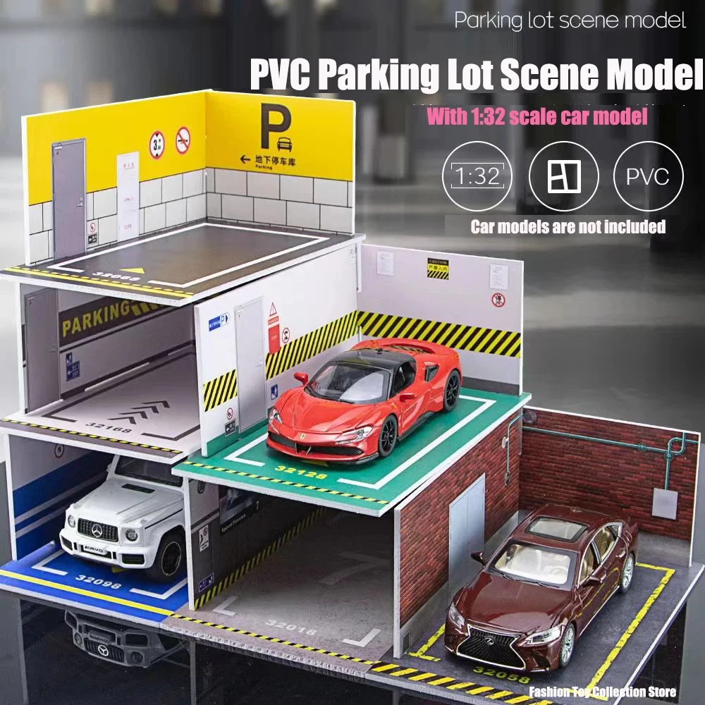 Estacionamiento de simulación 1:32, modelo de ensamblaje, materiales de garaje de PVC, bricolaje, mercado de construcción, diseño de escena de coche, juguetes para niños, colección presente