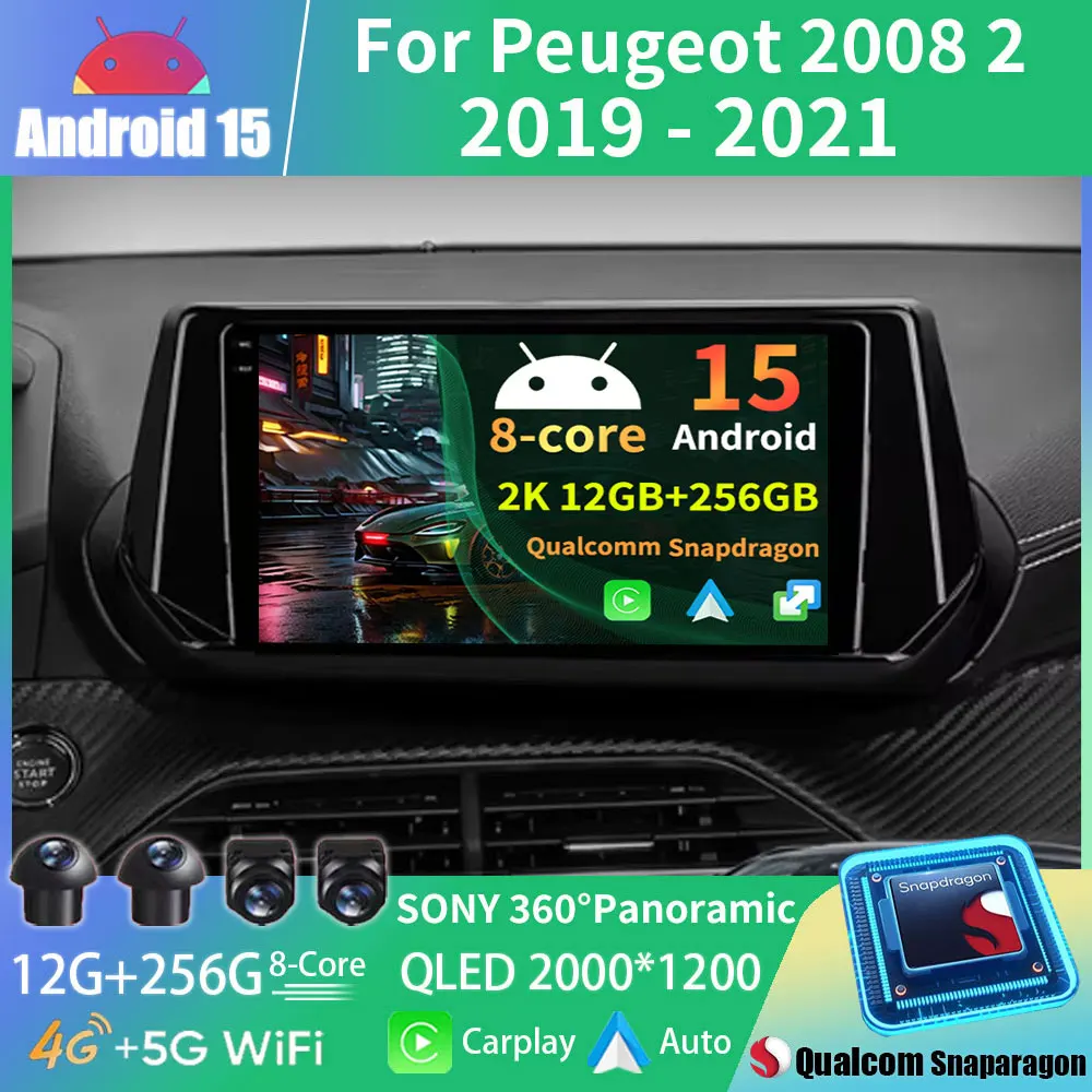 Android 15 Wireless Carplay Auto For Peugeot 2008 208 2019 2020 2021 2022 Car Radio Multimedia Video Player Navigation GPS 4G BT