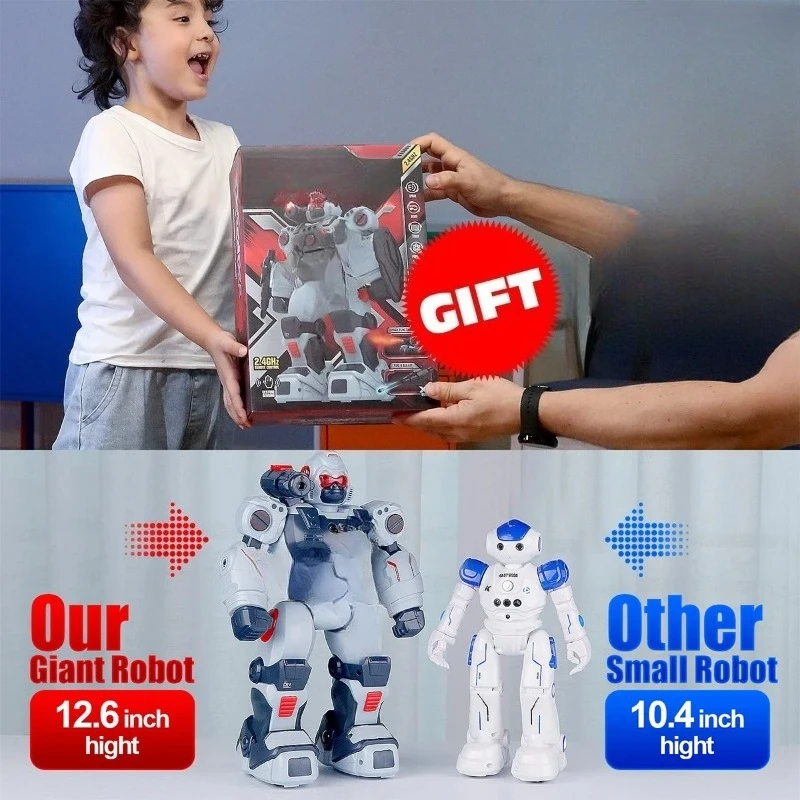 لعبة روبوت تعليمية قابلة للبرمجة للأطفال مع استشعار ذكي للإيماءات وجهاز تحكم عن بعد وأوضاع الغناء والرقص الممتعة