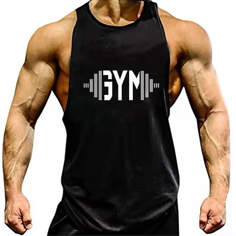 

Fashion New Men's Sports Tank Tops Gym Fitness Running Vest Top Summer Casual Crew Neck Sleeveless T-shirt Breathable Men's Tops