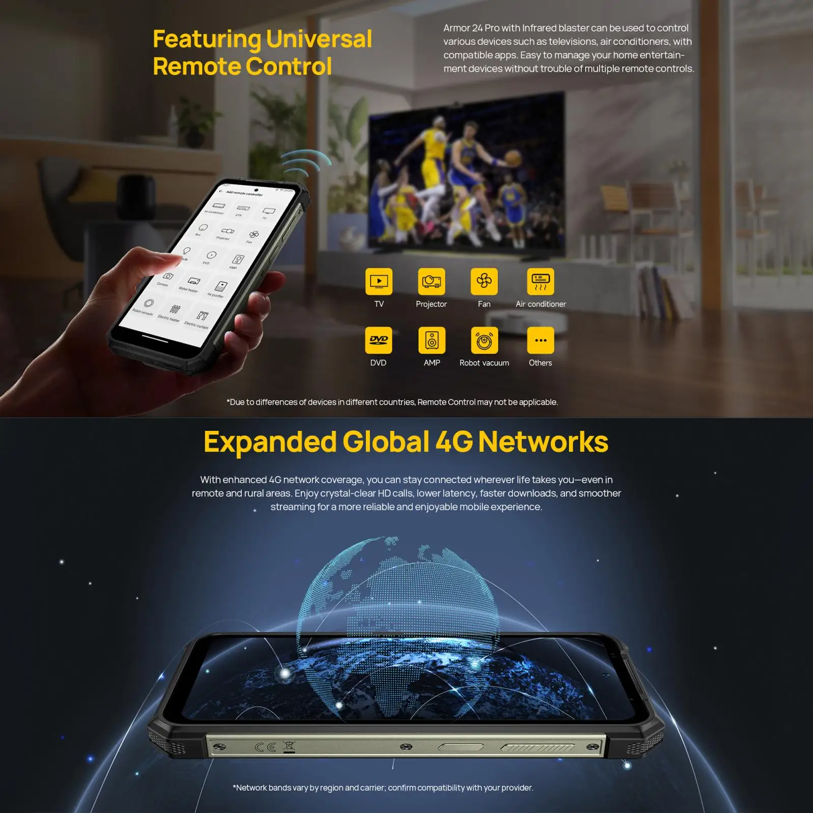 Ulefone Armor 24 Pro Rugged Phone 12GB+256GB 6.78 inch Android 16 Helio G200 22000mAh Battery 64MP Night Vision 66W Smartphone