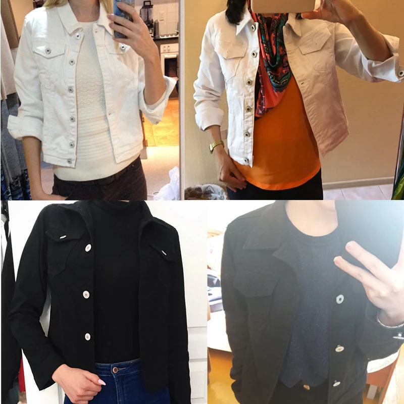 แจ็กเก็ตยีนส์สีพื้นสำหรับผู้หญิง, ใหม่เสื้อแจ็กเก็ตยีนส์2024ลำลองขาสั้นสำหรับฤดูใบไม้ผลิและฤดูใบไม้ร่วงฉบับภาษาเกาหลี