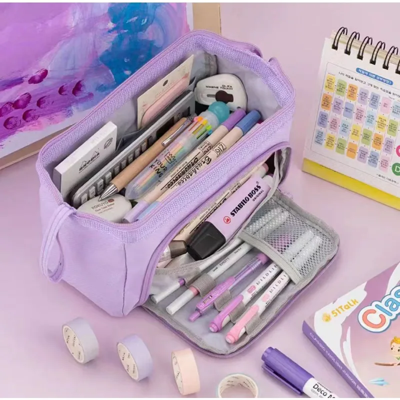 Large Capacity Pencil Case Cute Student Pencil Cases Big Pen Bag Case Storage Box Boy Girl Kid Office School Stationery Supplies