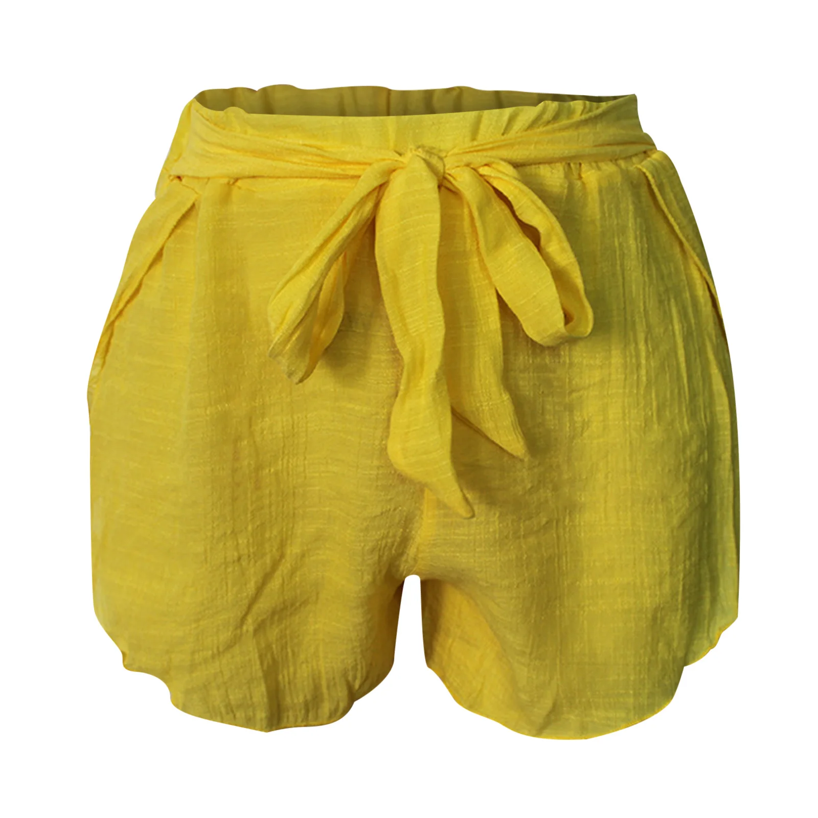 Short de plage à lacets pour femmes, vêtement d\'été, respirant et fin, avec nœud papillon, couleur unie