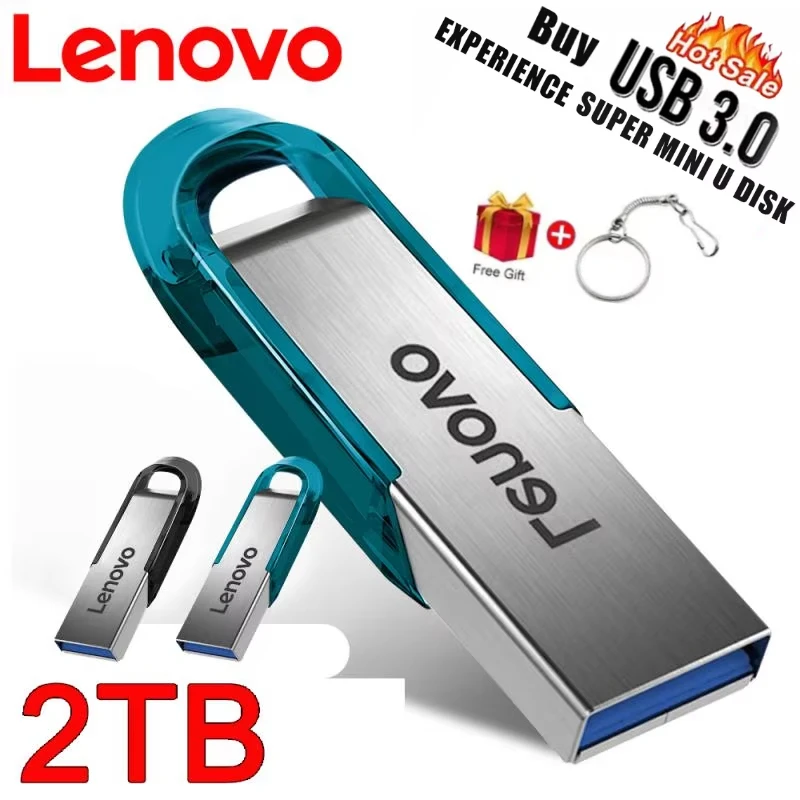 Lenovo Usb Flash Drive 2TB 1TB 3.0 Wodoodporny, szybki pendrive USB Stick Przenośny 128GB SSD 512GB Metal Pendrive do telefonu