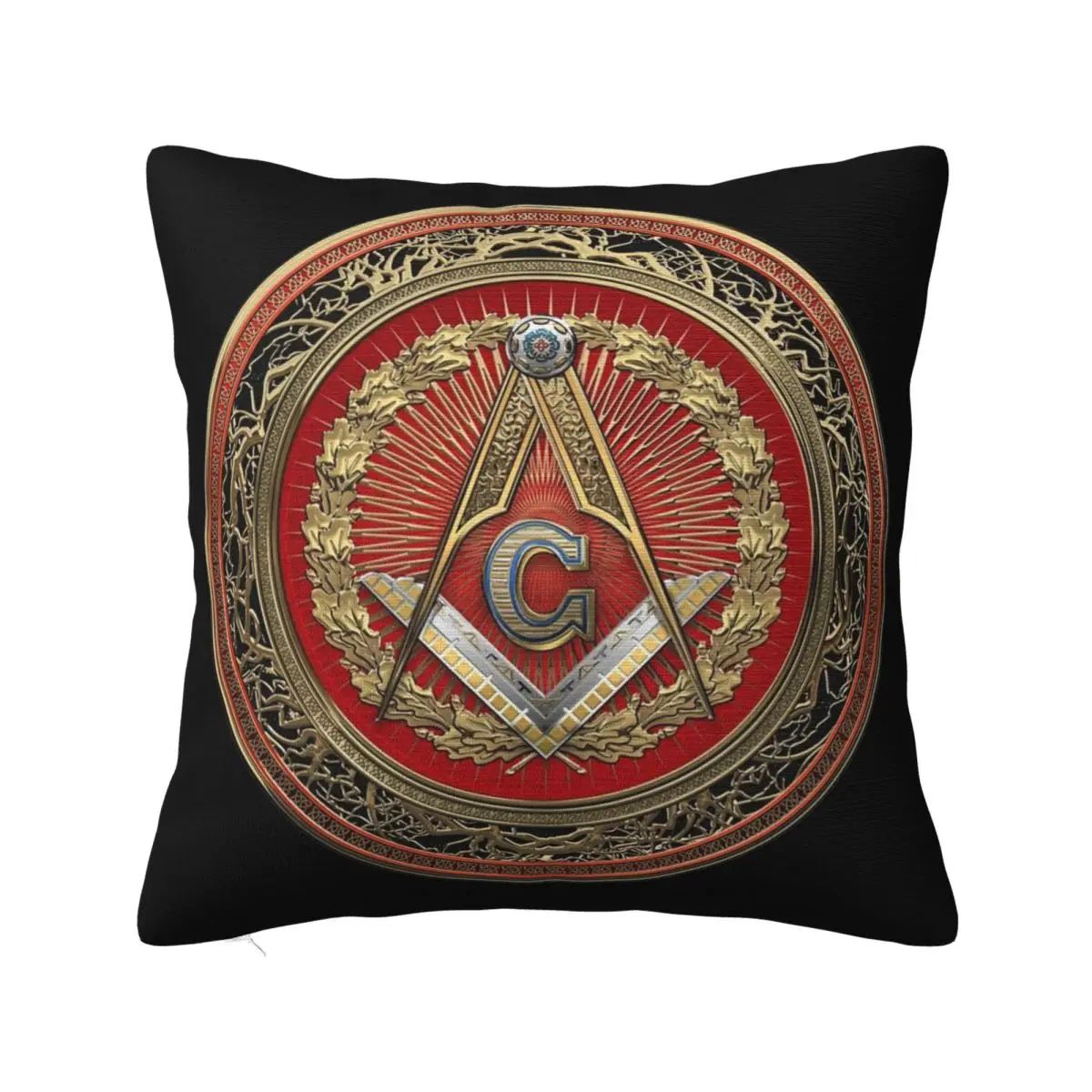 Masonic Symbols 3rd Degree Mason Silver Jewel Master Square Pillow Case Cushion Covers Decorative Pillowcover for Home