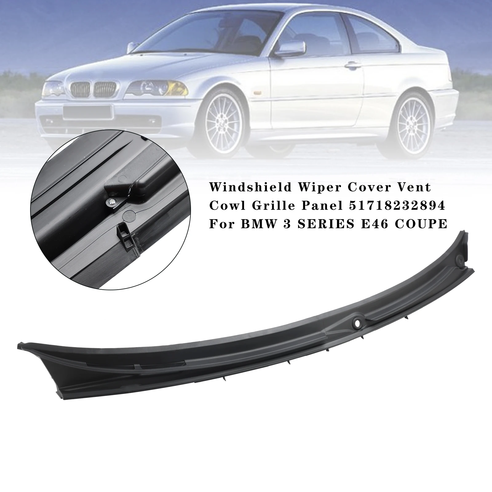 Image of Artudatech Scheibenwischerabdeckung, Lüftungsgitter, für BMW 3er E46 COUPE