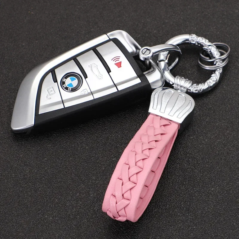 Webbing Leather Strap Car Keychain High-grade Leather Keychain 3D Printed Galvanised Key Ring Classic Style