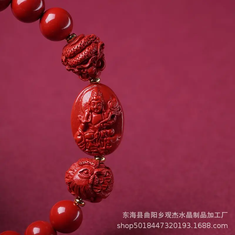 Fidelity High-Content Red Sand Zodiac Sanhe Liuhe Men's and Women's Birth Year Charm Bracelet Genuine Goods