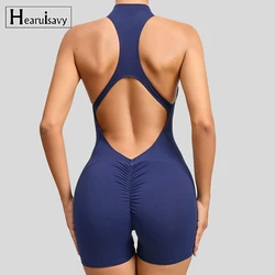 Korte sport jumpsuit mouwloze gymset dames yogakleding rompertjes workout eendelig pak vrouwelijke outdoor recreatie bodysuits