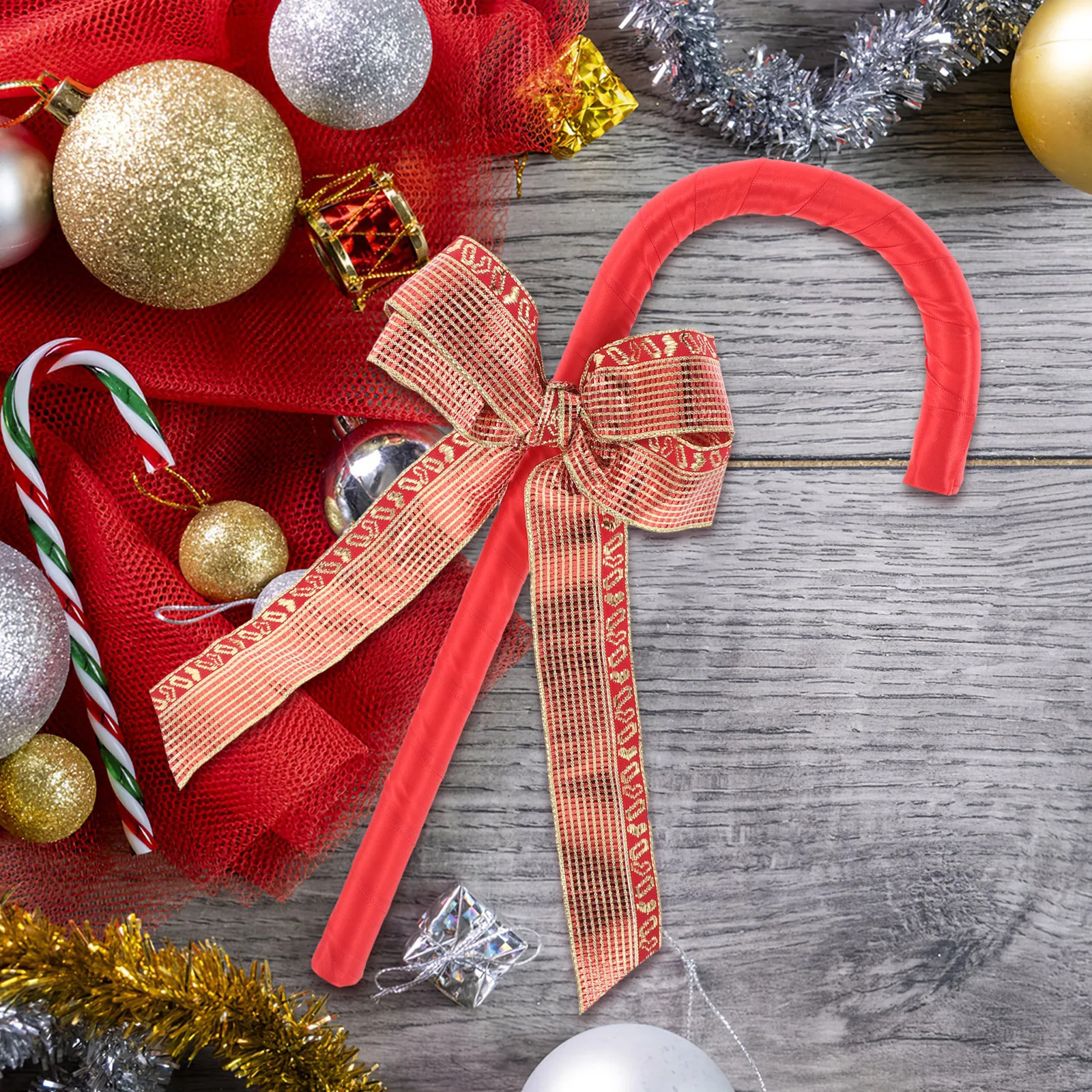 

Butterfly Knot Cane Unique Design Candy Cane Prop For Christmas Party Cosplay Costume Crutch Plastic Bowknot Stick