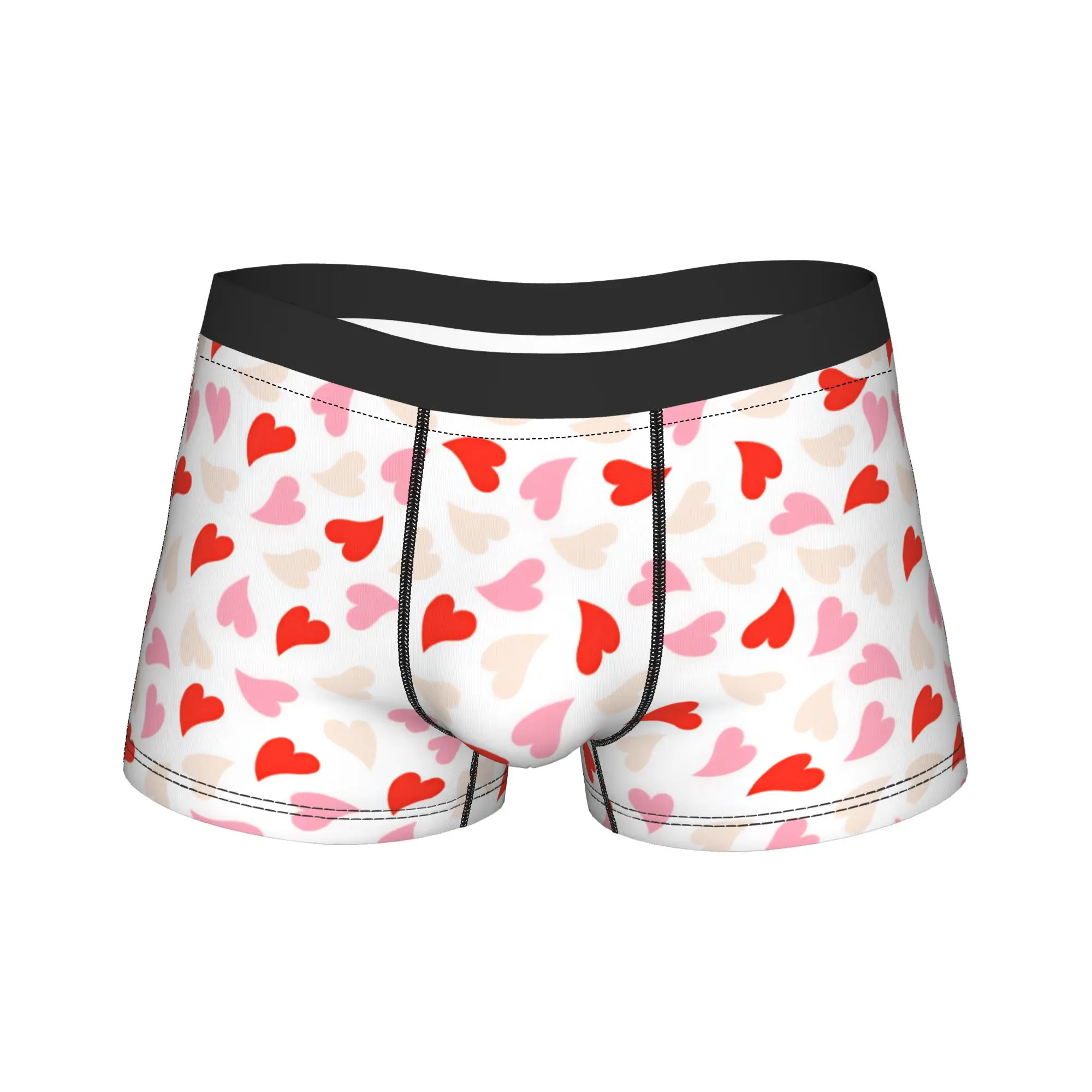 

Red Heart Love Heart Underwear Pattern Boxer Shorts Quality Males Underpants Breathable Shorts Briefs Gift Idea
