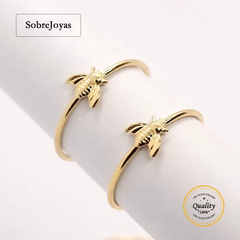 

14-каратное золотое кольцо в виде пчелы, минималистичное кольцо в стиле бохо для женщин, кольца в виде пчелы, аксессуары, ювелирные изделия