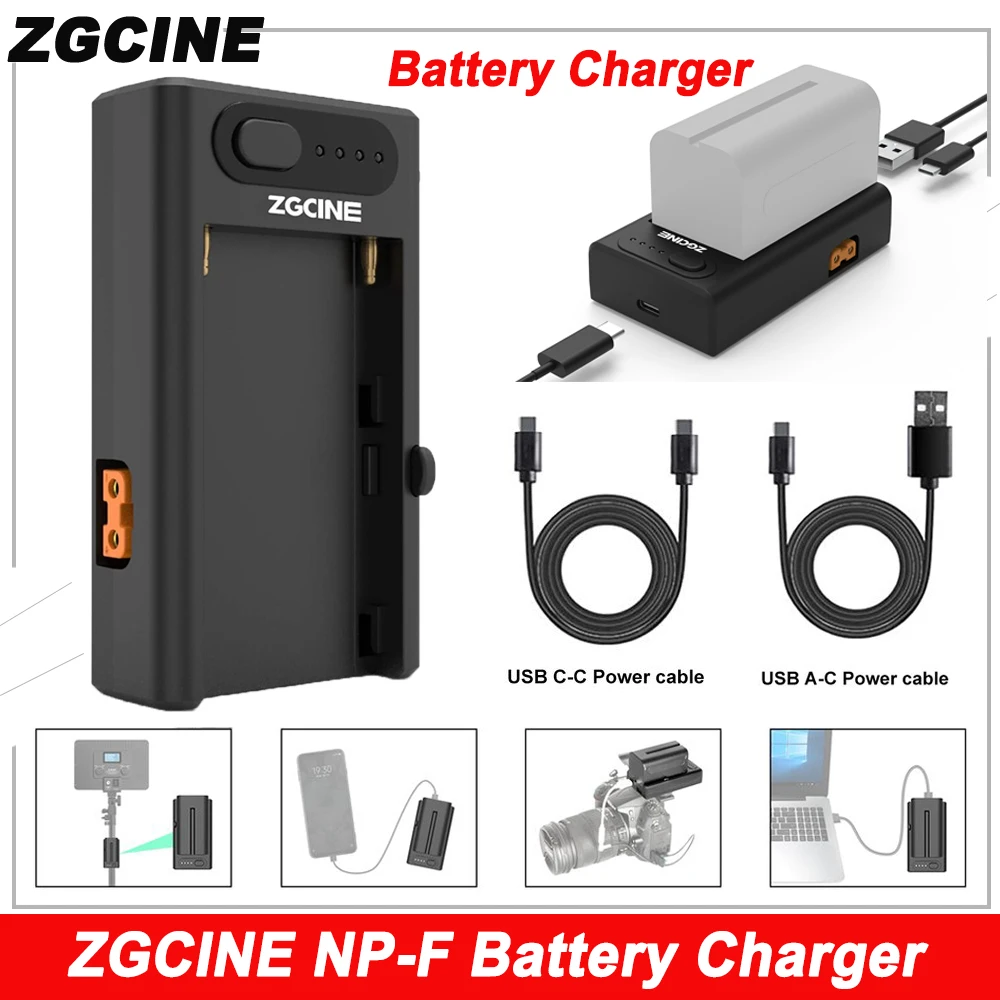 ZGCINE NP-F Battery Charger Multifunctional of PD NPF Fast Charge with Type-C Input,D-tap Type-C USB-A Output,for F550/750/970