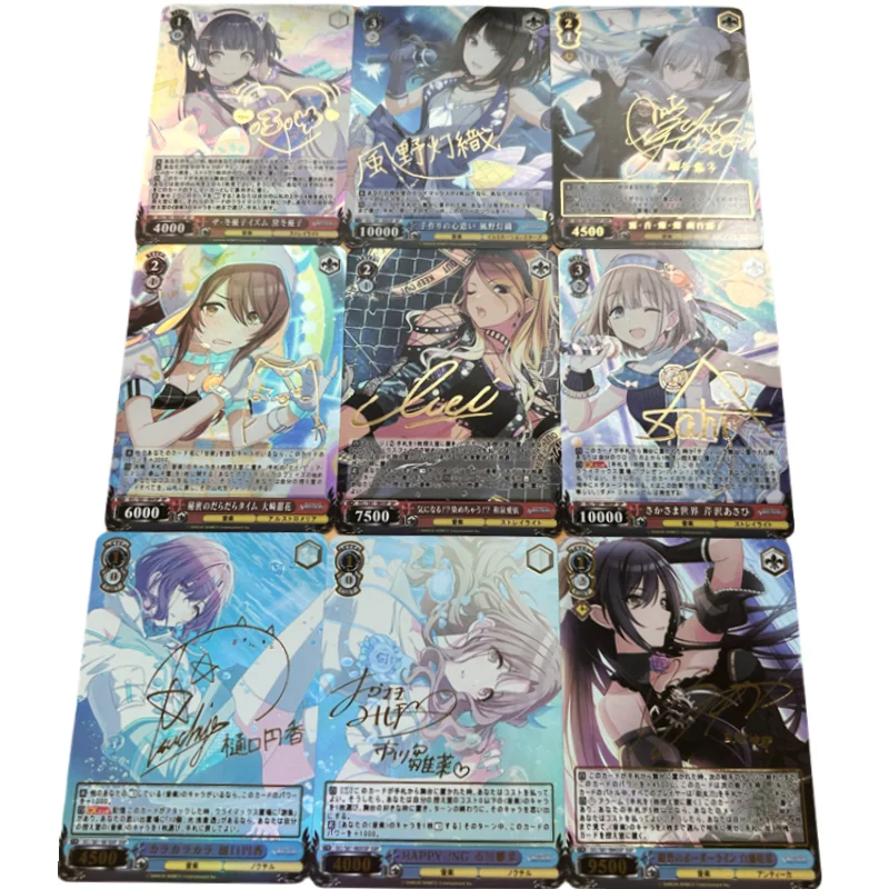 9Pcs/Set Cards ACG The Idolm@Ster Shiny Colors Golden Sign Madoka Anime Game Characters Coarse Colorful Flash Cards DIY Toy Gift