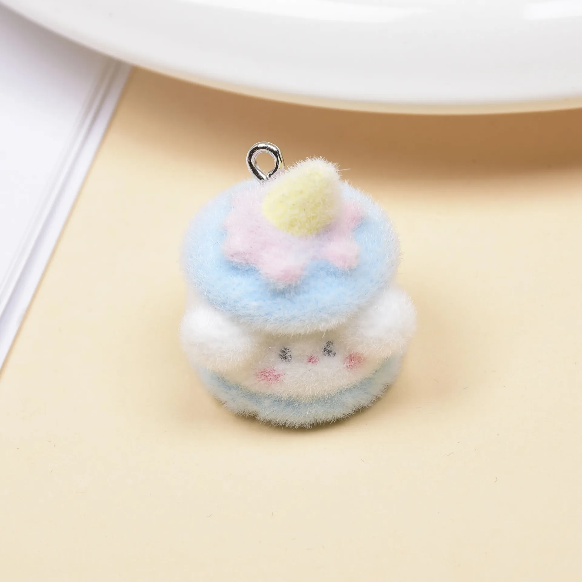 20Pcs 3D Cute Flocking puppy Resin Charms Mini Cartoon Animal Pendant For Keychain Earring DIY Crafts Jewelry Make fittings