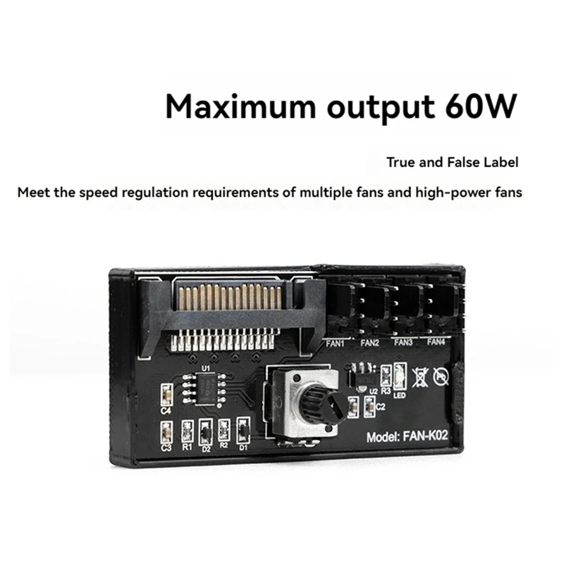 PWM Fan Speed Controller High Power Sata DC Power 4Pin Fan Governor NAS Server Fan Speed Control 4-Way PWM Fan Governor