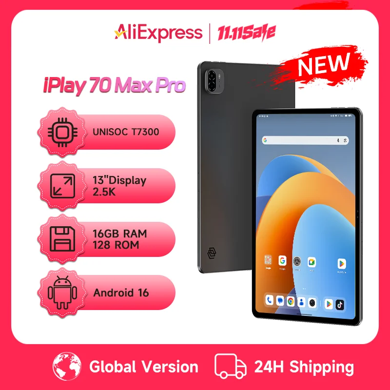 올독큐브 iPlay 70 Max Pro 태블릿 13인치 2.5K 디스플레이 유니소크 T7300 16GB 램 128GB 롬 안드로이드 16 10000mAh 4G LTE 태블릿