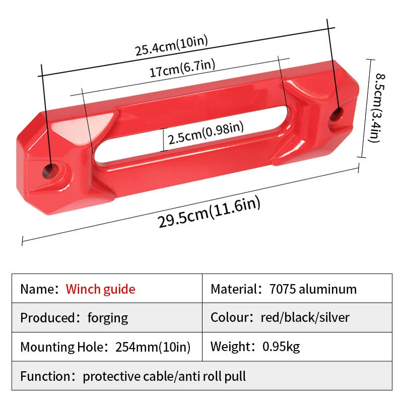 Hot-selling 19000LBS 7075 Aluminium Alloy Winch Fairlead Kits 254mm Install Hole Trailer Hitch Camp Trailer Accessories Tow Hook