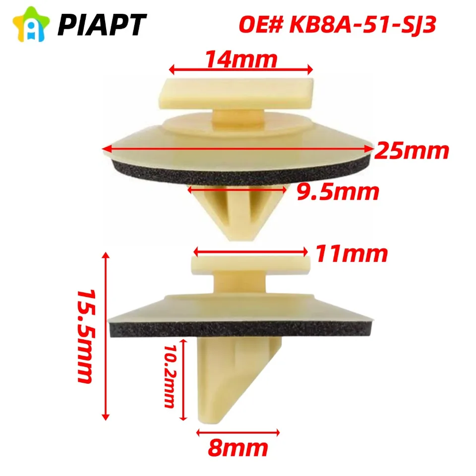 20PCS OE# KB8A-51-SJ3 Lower Moulding Clip, Spoiler Retainer With