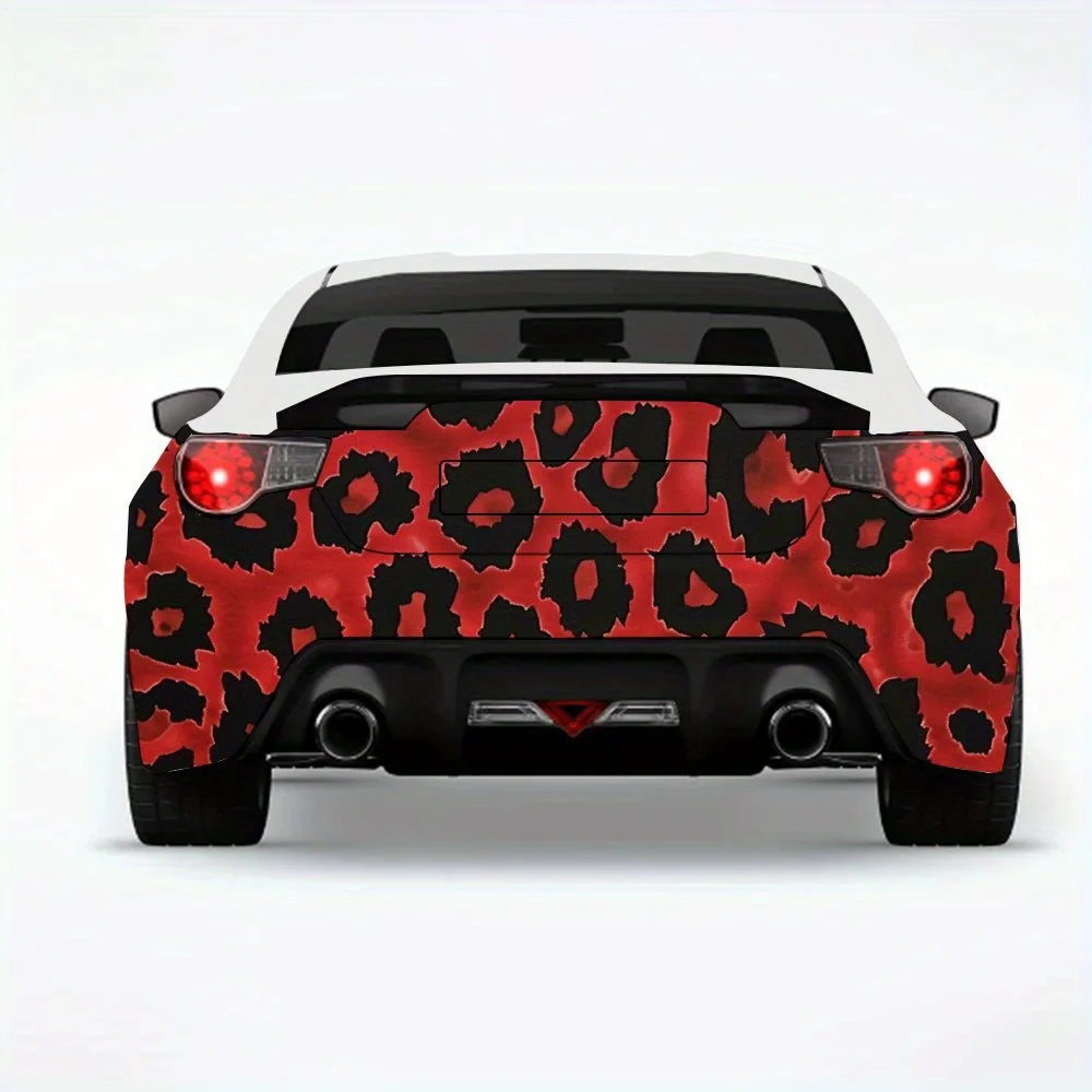 

Wild_Red_Leopard_Print автомобильная наклейка-виниловая наклейка на заднюю часть автомобиля, водонепроницаемые самоклеящиеся виниловые наклейки для хвоста и бампера автомобиля,