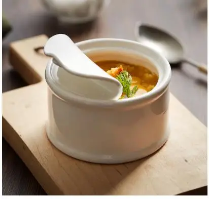 

Canned Shape Ceramic Pudding Dessert Bowl Specialty Sauce Bowls Soup Basins Home Kitchen Solid Color Cutlery Bread Plate