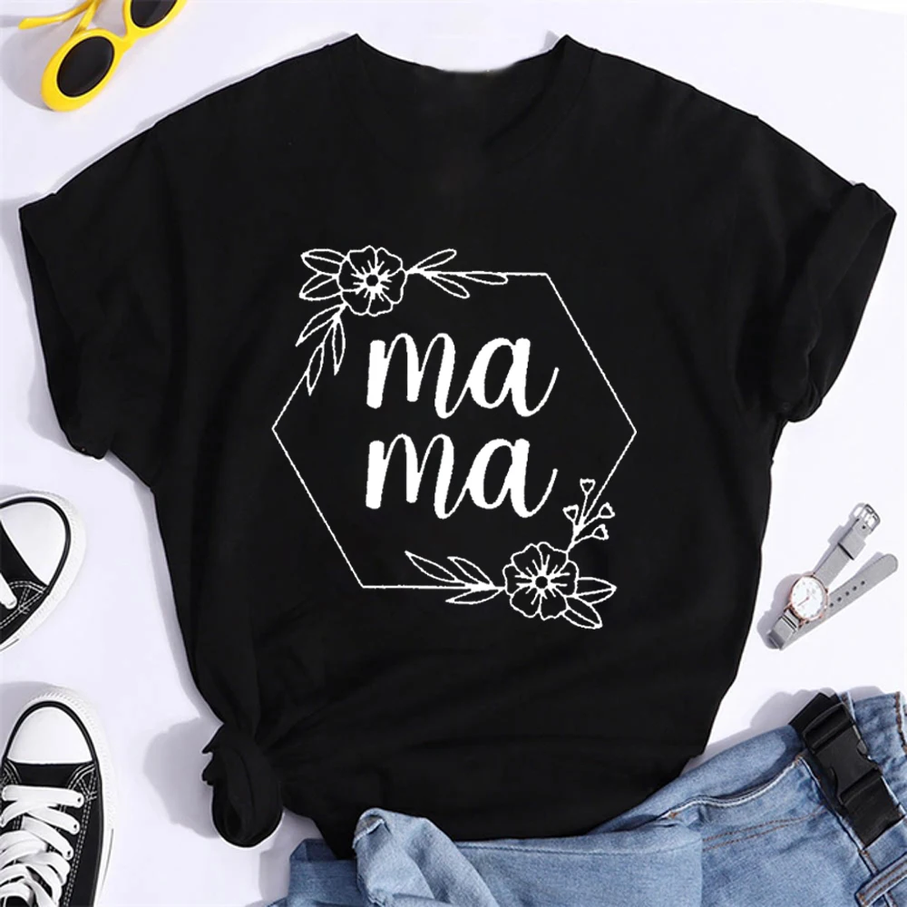 Women Print Lady Mom Mama Letter Love Cute Mother Graphic Summer Female Top Short Sleeve Fashion Graphic T-Shirt Clothes