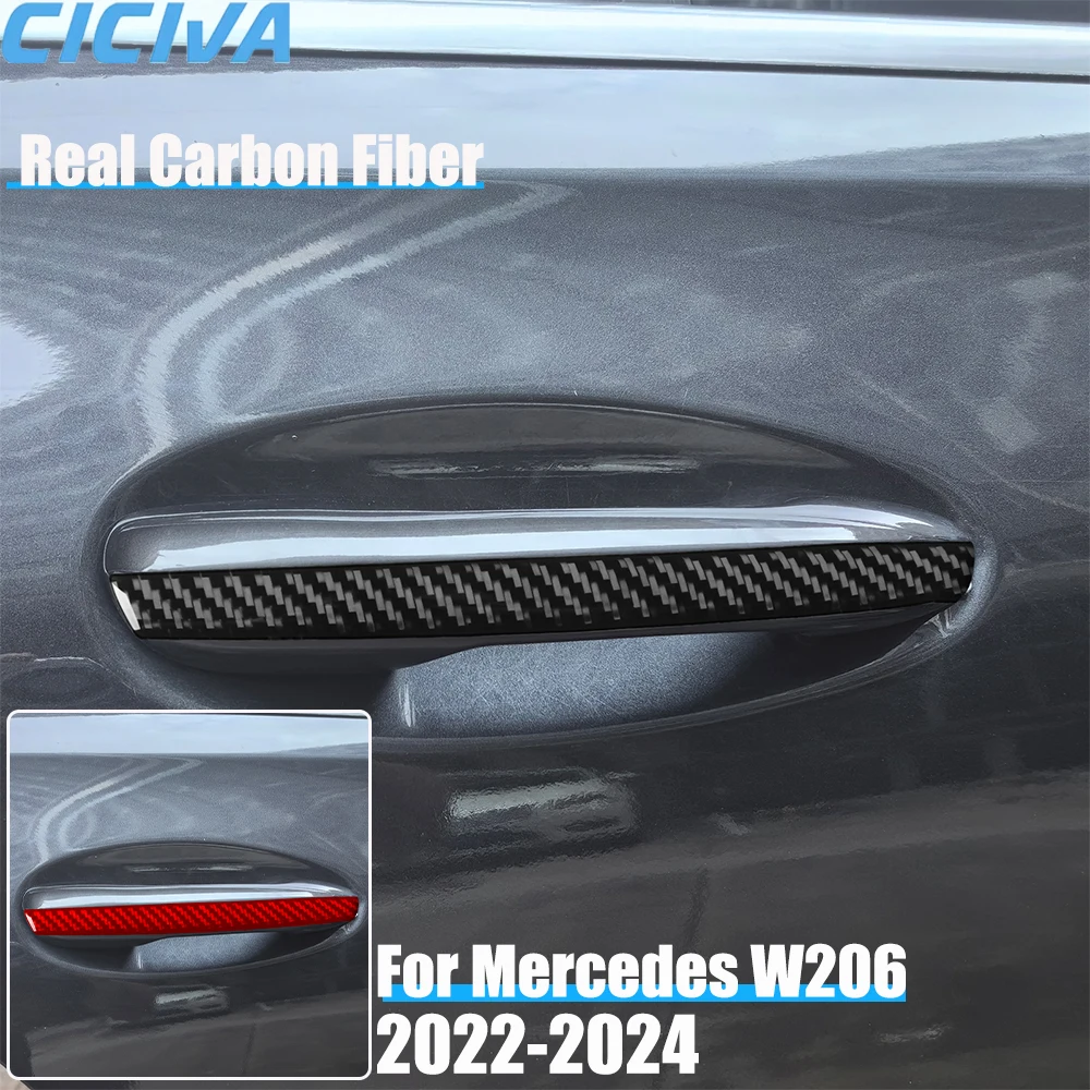 

Настоящее углеродное волокно, автомобильные аксессуары, дверная ручка, декоративные полоски, мягкая наклейка для Mercedes Benz C-class W206 2022 2023 2024
