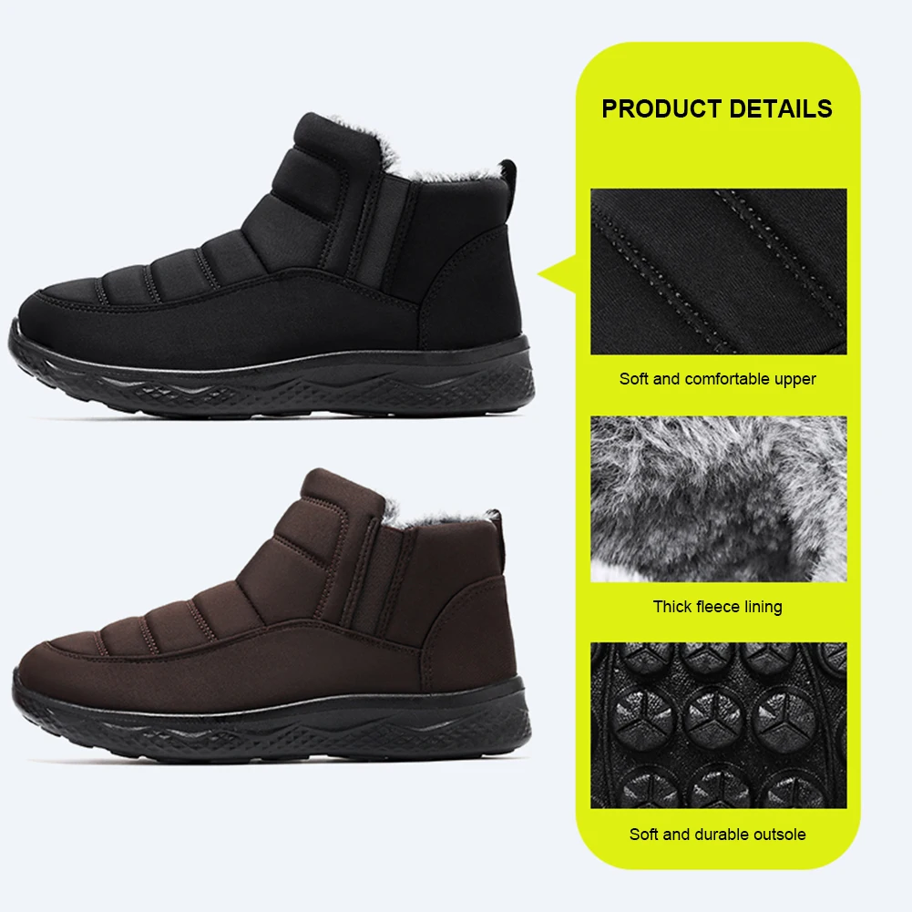

Unisex Winter Snow Boots Waterproof Slip On Ankle Boots Non-Slip Flat Bottom Shoes for Outdoor Adventures