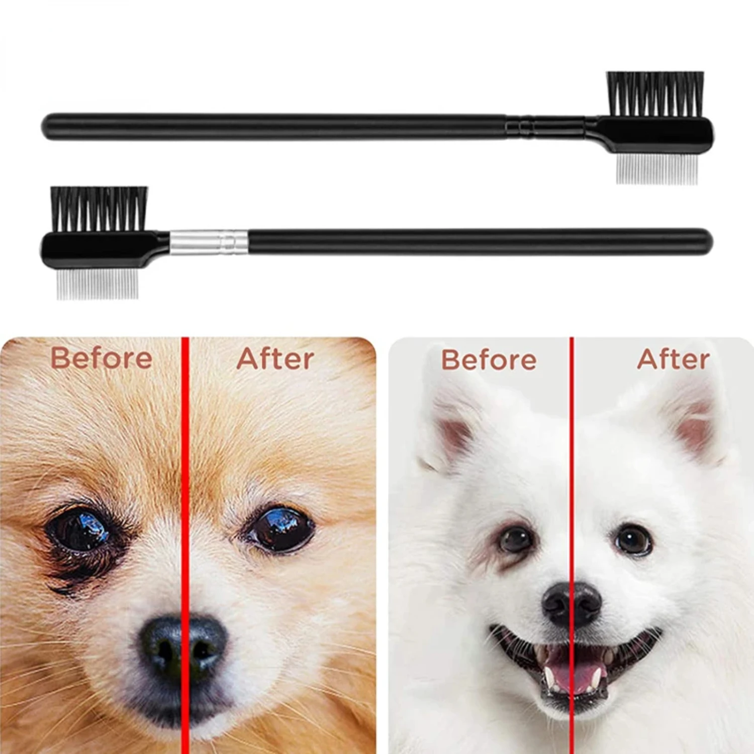 Double-Sided Pet Eye Comb Brush Mini Pet Tear Stain Remover Comb Eye Grooming Brush  Small Cat Dog Pets Accessories Metal comb