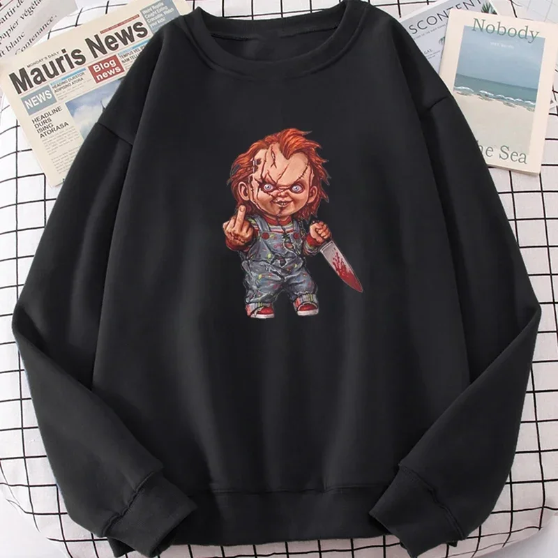 New Fashion Hoodie Japanese Y2k Fleece Sweatshirt Pullovers Halloween Sweatshirts Clothing Pullovers Horror Chucky Hoodies