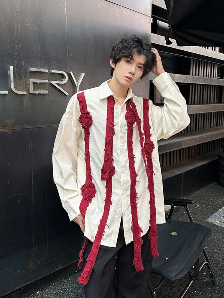 

Свадебная повседневная мужская рубашка с длинным рукавом, модная городская рубашка свободного кроя на весну-осень, с декоративными пуговицами, не требует глажки.