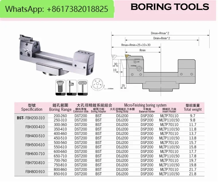 Large diameter ultra fine tuning precision boring head BST-FBH200-310~950 large range drilling tool Sold 0