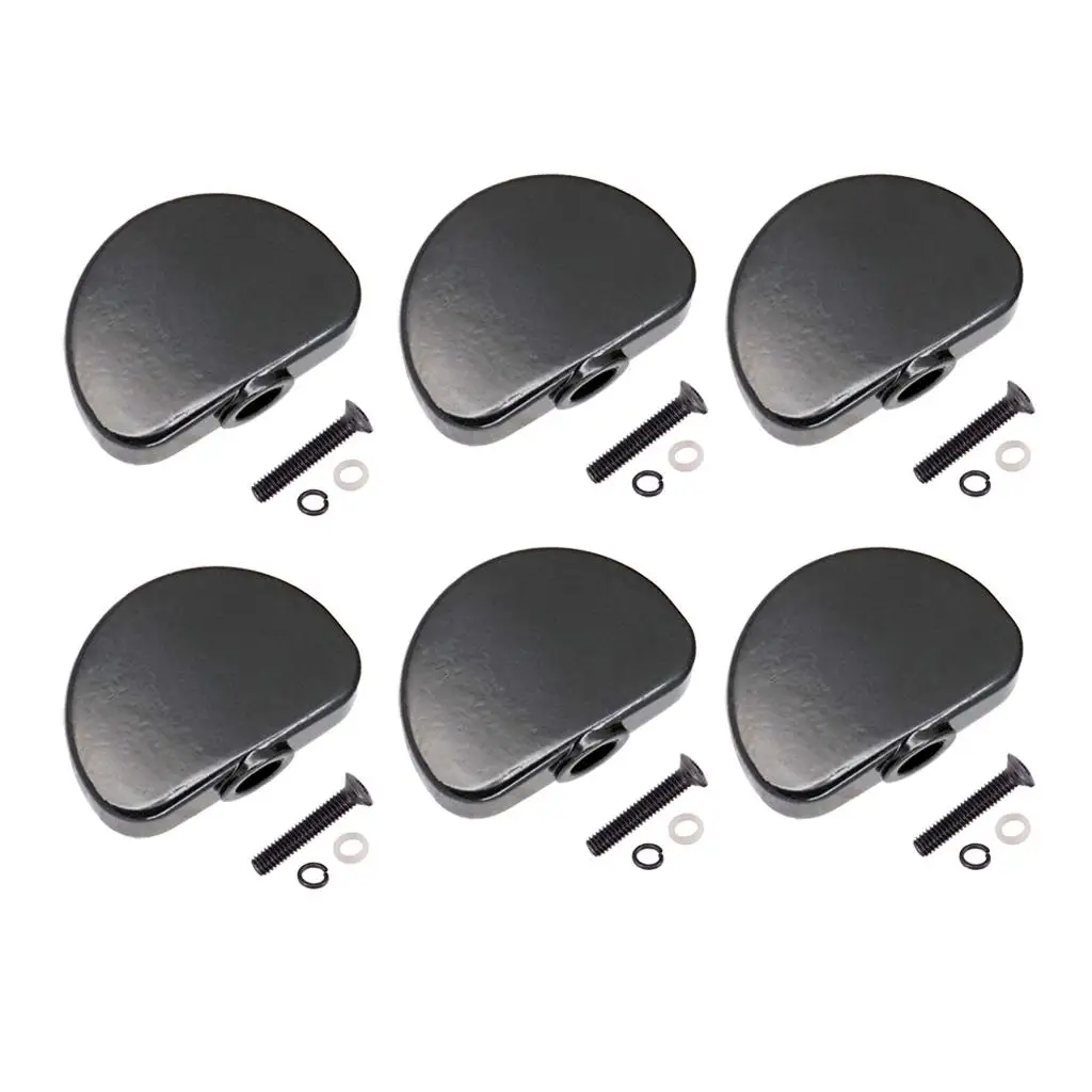 6 Pcs Semicircle Shape Electric Guitar Metal Tuning Pegs Cap Tuners Machine Head Replacement Buttons Knobs, Silver