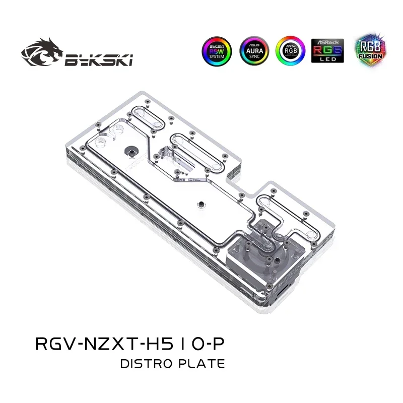 Bykski RGV-NZXT-H510-P,Distro Plate For NZXT H510 Flow Case,Waterway Board Reservoir Water Cooling Kit For Computer CPU GPU