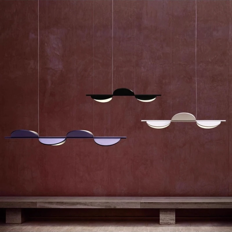 

Italian Long Strip Aluminium LED Pendant Lights Leaf Shape Hanging Lamps Living Room Kitchen Island Restaurant Hotel Chandelier