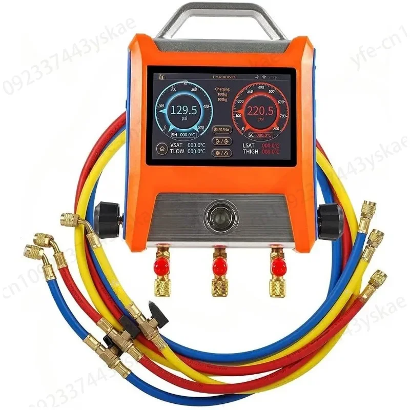 Elitech EMG-20V 40V Intelligent 2 Valves Digital Manifold Kit with 5” Smart Touch Screen HVAC Gauge with Bluetooth