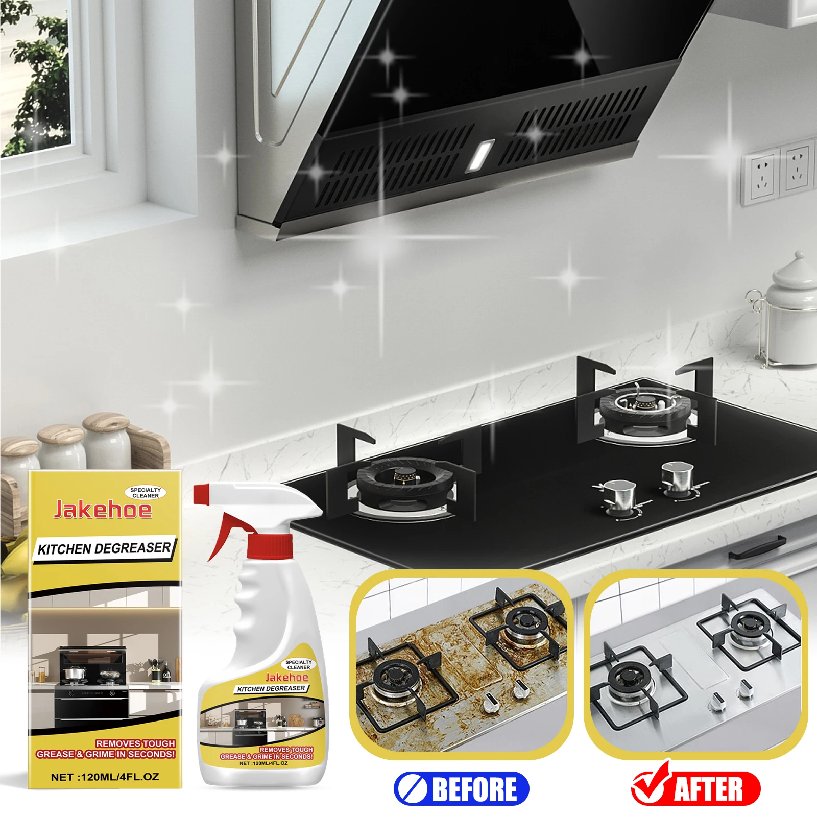 

JAKEHOE Oil Cleaner Bubble Spray Strong Kitchen Stove Stain Degreaser Remover Grease Foam Multipurpose Dirt Cleaning Agent Spray