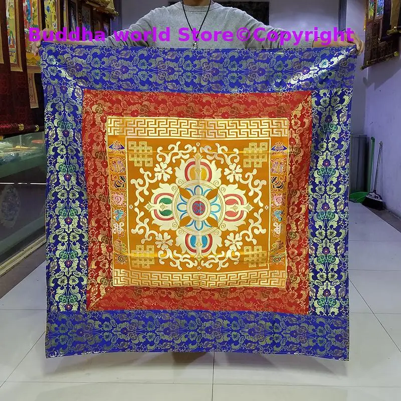 

Wholesale Buddhist supply Tibet family home Buddhism Temple Auspicious Embroidery Vajra Buddha Altar Table cloth Hanging curtain