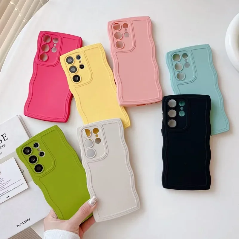 Custodia per telefono con onda in Silicone liquido Candy per Samsung Galaxy Note 8 9 10 20 S24 S23 FE S22 S21 Ultra S10 S9 S8 Plus Soft Cover Funda