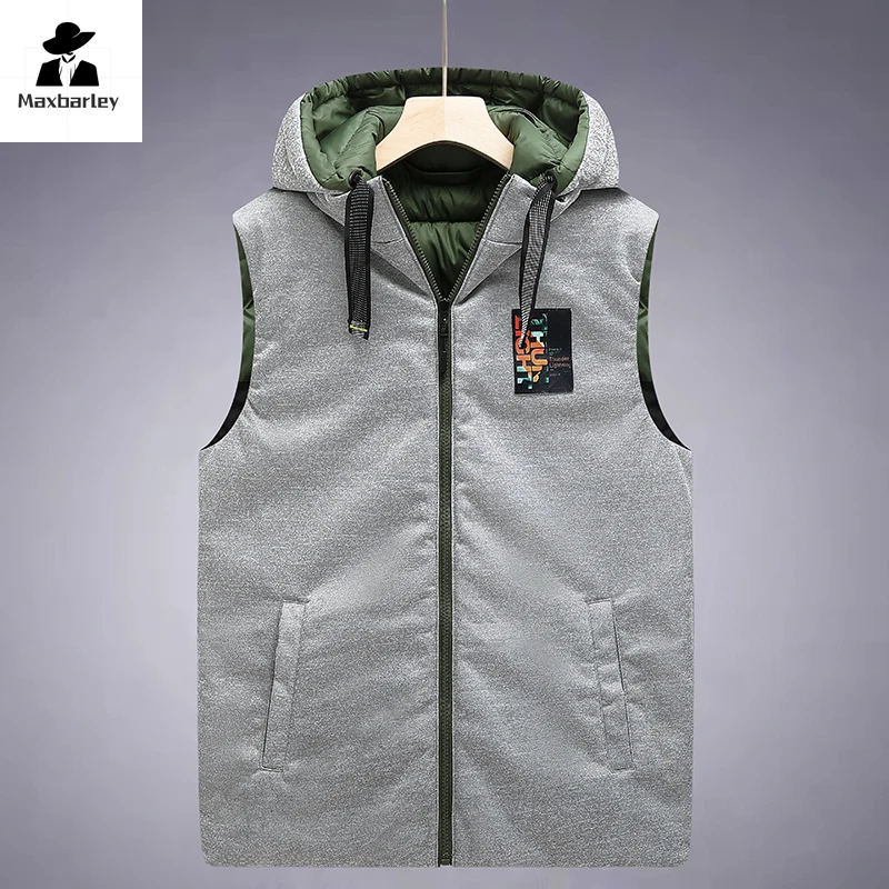 Chaqueta con capucha desmontable para hombre, abrigo cálido de algodón de doble cara, Color a juego, para deportes al aire libre, invierno, novedad de 2024