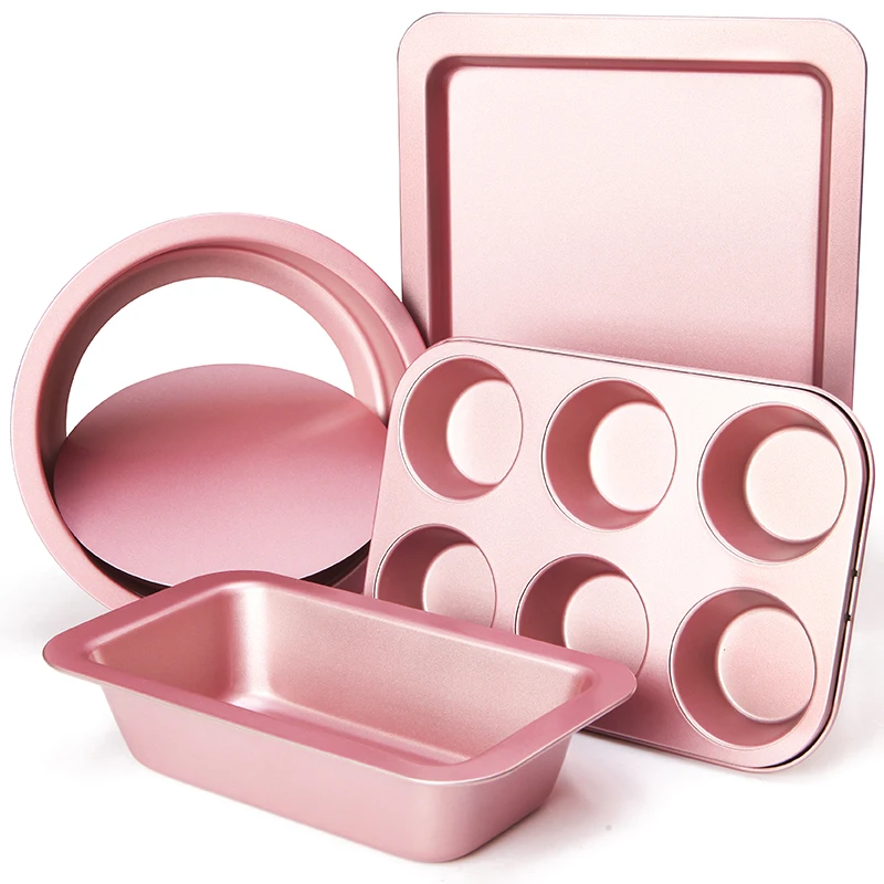 

25PCS Basic Household Kitchen Baking Tray Tray Non-Stick Bread Cake Pink Baking Tool Set