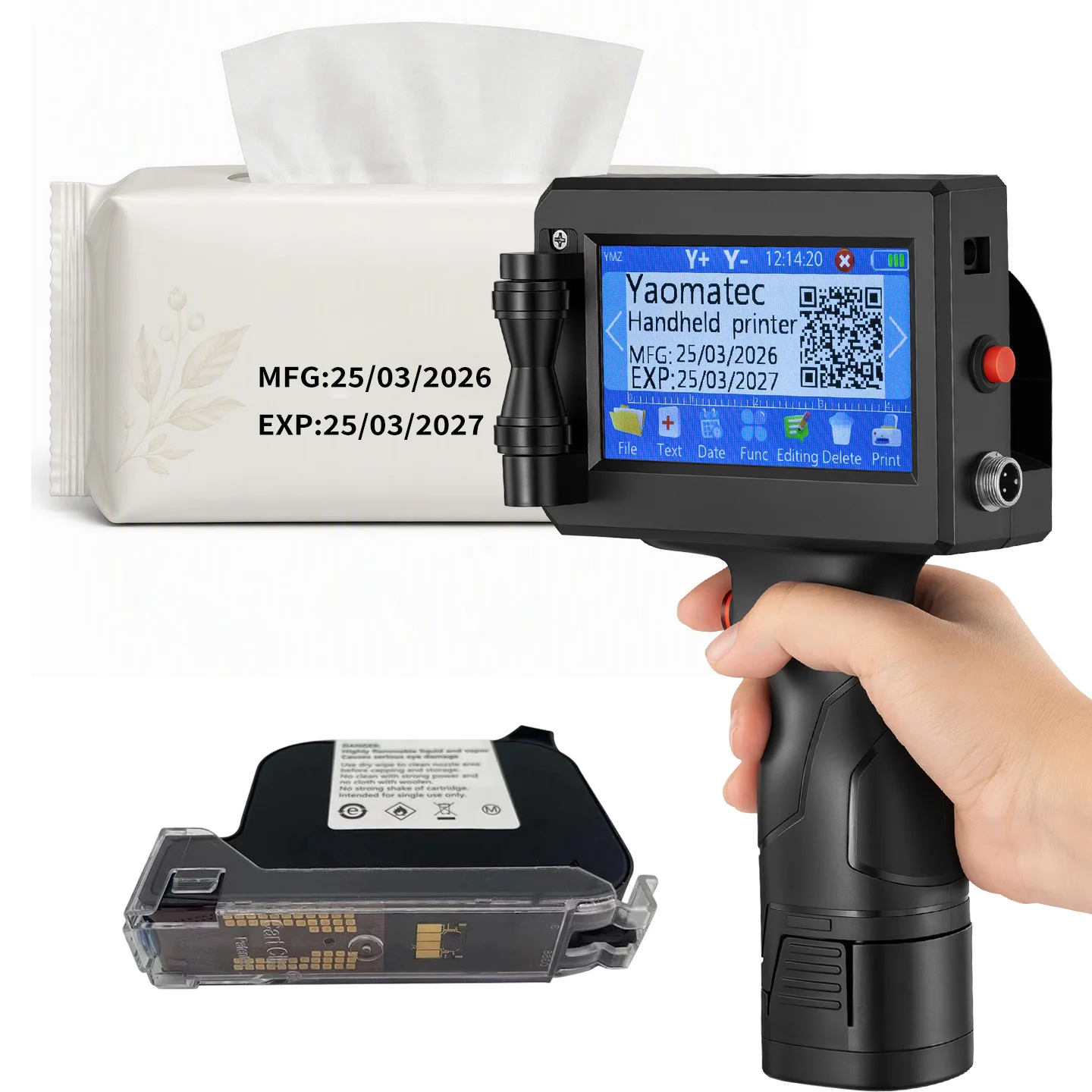 Yaomatec Y180 12.7mm Portable Handheld Inkjet Printers New Easy Retail Operation for Numbering Date Coding Labels Cards