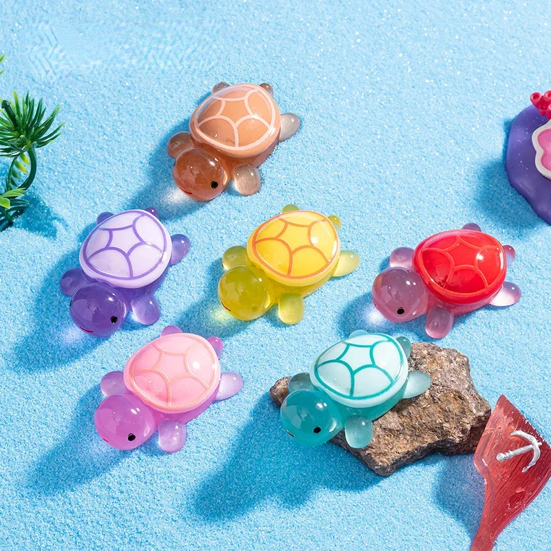 50PCS Miniature Tortoise Aquatic Micro Landscape Decoration Luminous Turtle Desktop Ornaments Mini Turtles Fairy Garden Decor