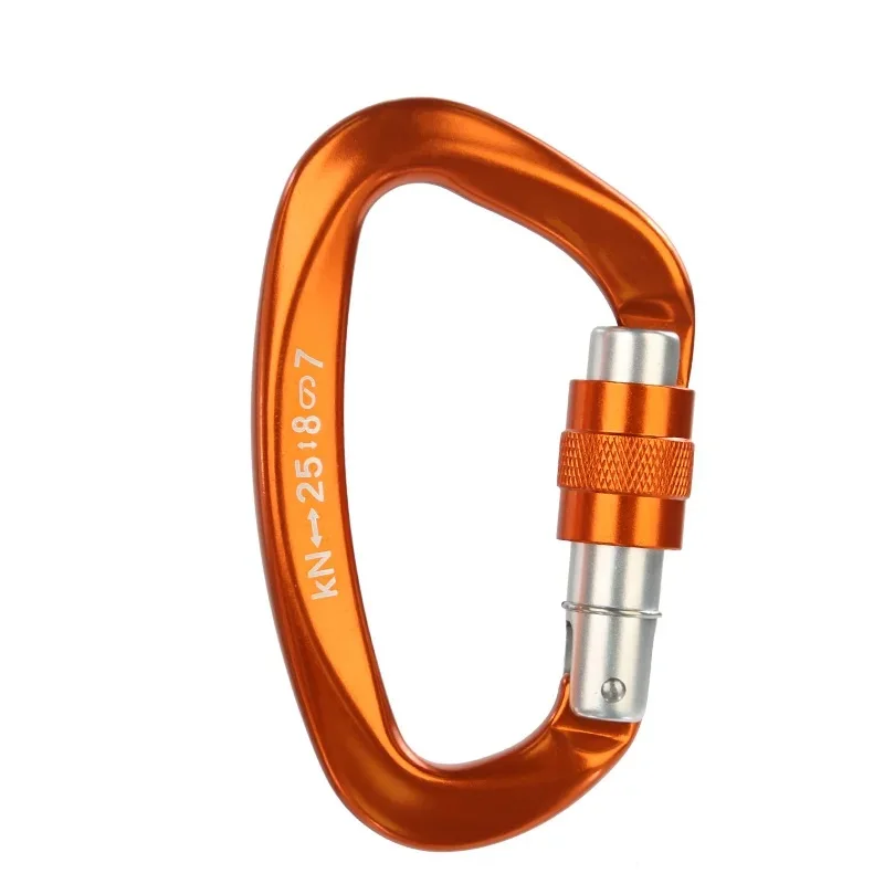 Klettern Karabiner 25kN D-Form Schnalle Sicherheitsschraubensicherung Federbelastetes Tor Aluminium Outdoor Bergsteigen Kits