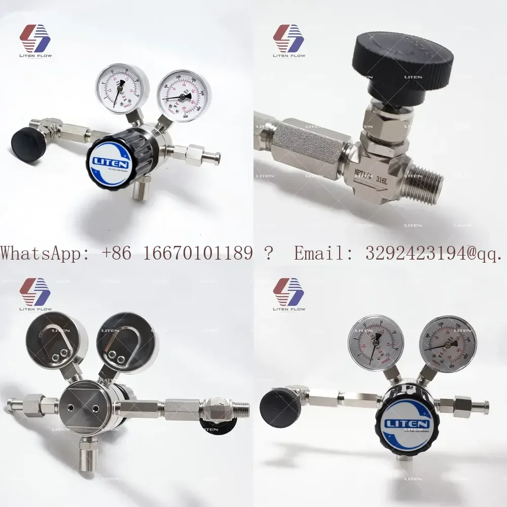 316L Stainless Steel 0-100 psi Analytical Cylinder Regulator CGA580 180 330 350 590 with 1/4