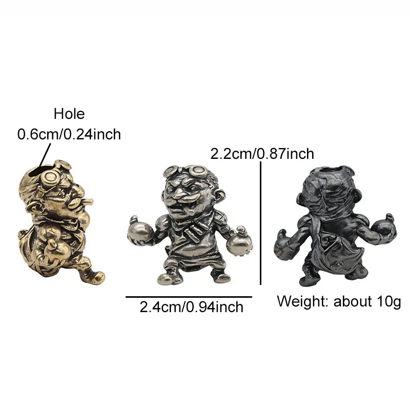 Alliance Gnome Smoking Soldier Engineer Brass Knife Beads DIY Paracord Woven Lanyard Keychain Pendants EDC Tool Accessories
