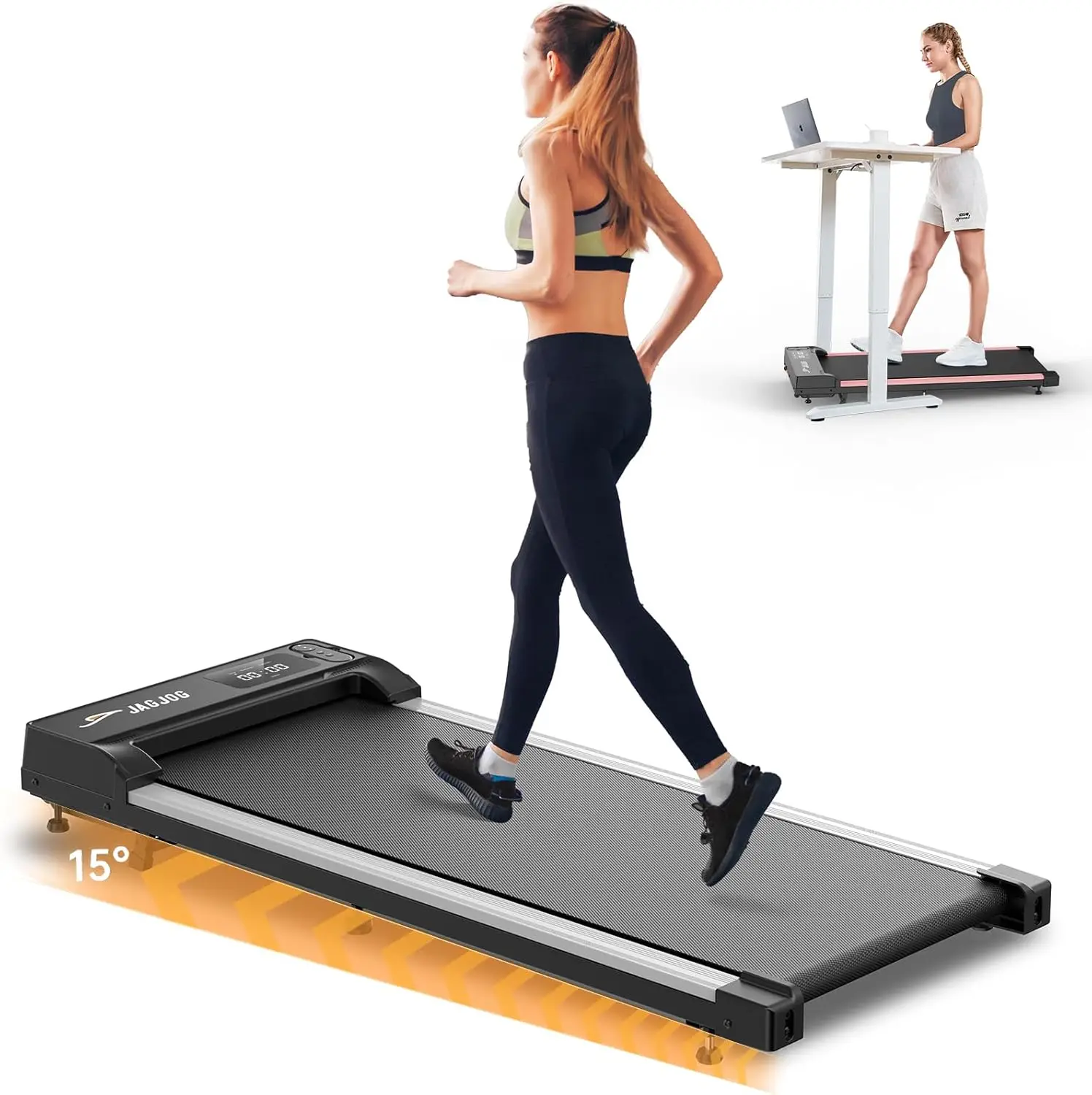 

Walking Pad Treadmill with Incline, 4 in 1 Under Desk Treadmills for Home Office, 2.5HP Low Noise 265LB Capacity Portable Treadm