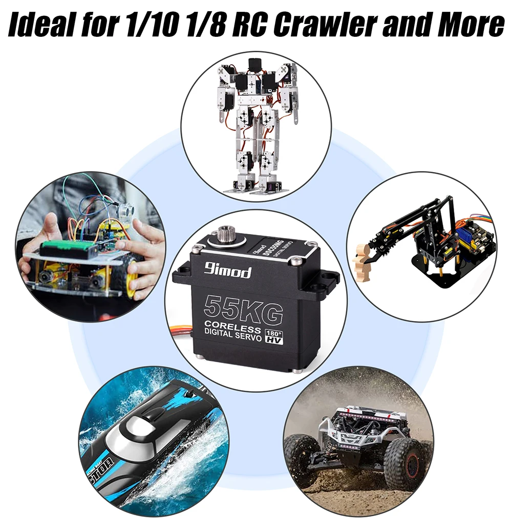 9imod 55kg Waterproof Servo IP67 180/270 Magnetic Sensor High Torque Coreless Digital Servo Full Metal Gear for 1/8 1/10 RC Cars